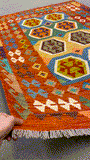 27765 - Kelim Hand-Woven/Flat-Weaved/Afghan Kelim/Carpet Modren/Nomadic Authentic/Size: 6'2" x 4'4"/188 cm × 132cm