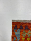 27765 - Kelim Hand-Woven/Flat-Weaved/Afghan Kelim/Carpet Modren/Nomadic Authentic/Size: 6'2" x 4'4"/188 cm × 132cm