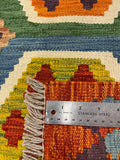 27765 - Kelim Hand-Woven/Flat-Weaved/Afghan Kelim/Carpet Modren/Nomadic Authentic/Size: 6'2" x 4'4"/188 cm × 132cm