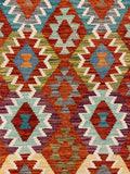 27764 - Kelim Hand-Woven/Flat-Weaved/Afghan Kelim/Carpet Modren/Nomadic Authentic/Size: 5'11" x 4'1"/180 cm × 124cm