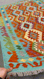 27764 - Kelim Hand-Woven/Flat-Weaved/Afghan Kelim/Carpet Modren/Nomadic Authentic/Size: 5'11" x 4'1"/180 cm × 124cm