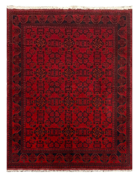 27584- Khal Mohammad Hand-Knotted/Handmade Afghan Rug/Carpet/Traditional/Authentic/Size: 7'6" x 5'8"/229cm x 173cm