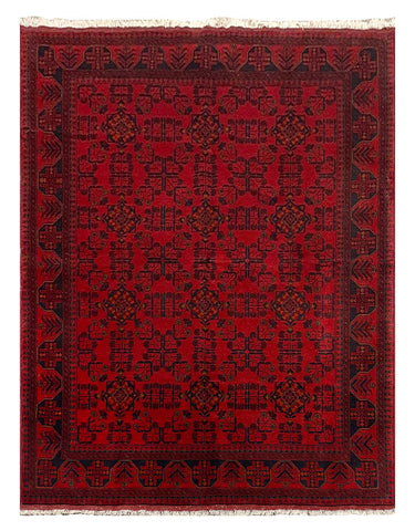 27584- Khal Mohammad Hand-Knotted/Handmade Afghan Rug/Carpet/Traditional/Authentic/Size: 7'6" x 5'8"/229cm x 173cm
