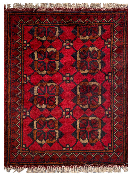 26347- Khal Mohammad Afghan Hand-Knotted Authentic/Traditional/Rug/Size: 1'9" x 1'4"