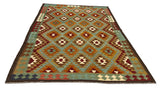 27561 - Kelim Hand-Woven/Flat-Weaved/Afghan Kelim/Carpet Modern/Nomadic Authentic/Size:  9'3" x 6'4"/282cm × 193cm