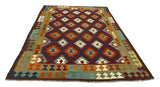 27563 - Kelim Hand-Woven/Flat-Weaved/Afghan Kelim/Carpet Modern/Nomadic Authentic/Size: 9'6" x 6'4"/290cm × 193cm