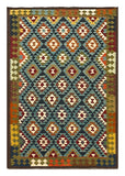 27559 - Kelim Hand-Woven/Flat-Weaved/Afghan Kelim/Carpet Modern/Nomadic Authentic/Size: 9'3" x 6'4"/282cm × 193cm