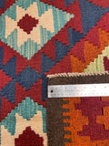 27552 - Kelim Hand-Woven/Flat-Weaved/Afghan Kelim/Carpet Modern/Nomadic Authentic/Size: 9'8" x 6'7"/295cm × 201cm