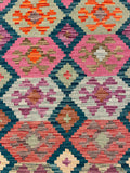 27664 - Kelim Hand-Woven/Flat-Weaved/Afghan Kelim/Carpet Modern/Nomadic Authentic/Size: 9'6" x 6'8"/290cm ×203cm