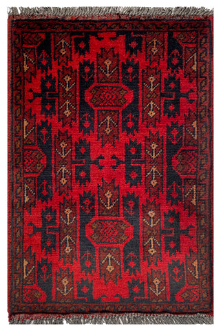 26439 - Khal Mohammad Afghan Hand-Knotted Authentic/Traditional/Rug/Size: 2'0" x 1'3"/61cm x 38cm