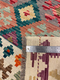 27664 - Kelim Hand-Woven/Flat-Weaved/Afghan Kelim/Carpet Modern/Nomadic Authentic/Size: 9'6" x 6'8"/290cm ×203cm
