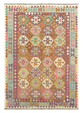 27667 - Kelim Hand-Woven/Flat-Weaved/Afghan Kelim/Carpet Modern/Nomadic Authentic/Size: 9'9" x 6'9"/297cm × 206cm