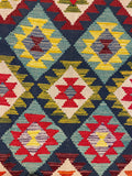 27480 - Kelim Hand-Woven/Flat-Weaved/Afghan Kelim/Carpet Modern/Nomadic Authentic/Size: 9'3" x 6'7"/282cm × 201cm