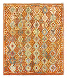 27774 - Kelim Hand-Woven/Flat-Weaved/Afghan Kelim/Carpet Modren/Nomadic Authentic/Size: 9'11" x 8'3"/302cm × 251cm