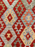 27571 - Kelim Hand-Woven/Flat-Weaved/Afghan Kelim/Carpet Modern/Nomadic Authentic/Size: 9'8" x 6'9"/295cm × 206cm