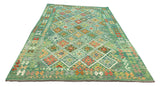 27570 - Kelim Hand-Woven/Flat-Weaved/Afghan Kelim/Carpet Modern/Nomadic Authentic/Size: 9'6" x 6'0"/290cm × 183cm
