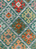 27570 - Kelim Hand-Woven/Flat-Weaved/Afghan Kelim/Carpet Modern/Nomadic Authentic/Size: 9'6" x 6'0"/290cm × 183cm