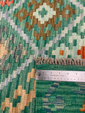 27570 - Kelim Hand-Woven/Flat-Weaved/Afghan Kelim/Carpet Modern/Nomadic Authentic/Size: 9'6" x 6'0"/290cm × 183cm