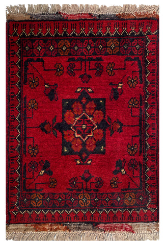26465 - Khal Mohammad Afghan Hand-Knotted Authentic/Traditional/Rug/Size: 2'0" x 1'3"/61cm x 38cm