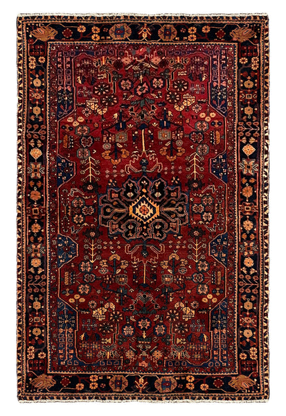 27358-Hamadan Hand-Knotted/Handmade Persian Rug/Carpet Tribal/Nomadic Authentic/ Size: 8'5" x 5'5"/256cm x 164cm
