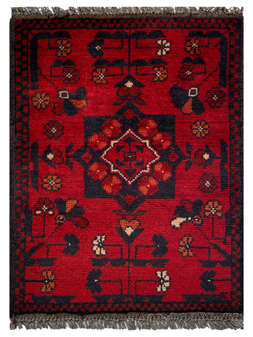 26446 - Khal Mohammad Afghan Hand-Knotted Authentic/Traditional/Rug/Size: 1'9" x 1'4"
