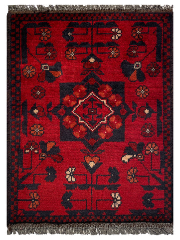 26446 - Khal Mohammad Afghan Hand-Knotted Authentic/Traditional/Rug/Size: 1'9" x 1'4"/53cm x 41cm