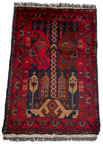26392- Khal Mohammad Afghan Hand-Knotted Authentic/Traditional/Rug/Size: 2'0" x 1'4"