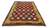 27541 - Kelim Hand-Woven/Flat-Weaved/Afghan Kelim/Carpet Modern/Nomadic Authentic/Size: 9'10" x 6'5"/118cm × 195cm