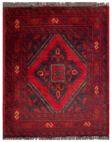 26424 - Khal Mohammad Afghan Hand-Knotted Authentic/Traditional/Rug/Size: 1'9" x 1'4"/53cm x 41cm