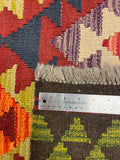 27541 - Kelim Hand-Woven/Flat-Weaved/Afghan Kelim/Carpet Modern/Nomadic Authentic/Size: 9'10" x 6'5"/118cm × 195cm
