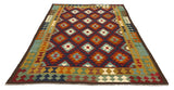 27562 - Kelim Hand-Woven/Flat-Weaved/Afghan Kelim/Carpet Modern/Nomadic Authentic/Size: 9'4" x 6'4"/284cm × 193cm