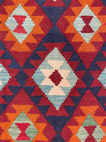 27562 - Kelim Hand-Woven/Flat-Weaved/Afghan Kelim/Carpet Modern/Nomadic Authentic/Size: 9'4" x 6'4"/284cm × 193cm