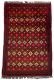 26394- Khal Mohammad Afghan Hand-Knotted Authentic/Traditional/Rug/Size: 2'0" x 1'3"