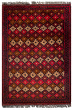 26394- Khal Mohammad Afghan Hand-Knotted Authentic/Traditional/Rug/Size: 2'0" x 1'3"