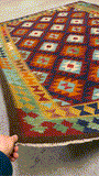 27562 - Kelim Hand-Woven/Flat-Weaved/Afghan Kelim/Carpet Modern/Nomadic Authentic/Size: 9'4" x 6'4"/284cm × 193cm