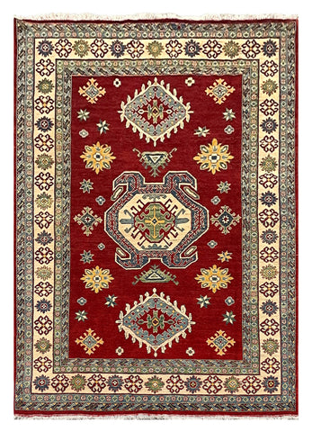27925-Royal Kazak Hand-Knotted/Handmade Afghan Rug/Carpet Tribal/Nomadic Authentic/ Size: 9'6" x 6'6"/290m x 198cm
