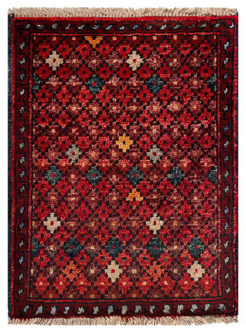 26463 - Khal Mohammad Afghan Hand-Knotted Authentic/Traditional/Rug/Size: 1'9" x 1'4"/53cm x 41cm