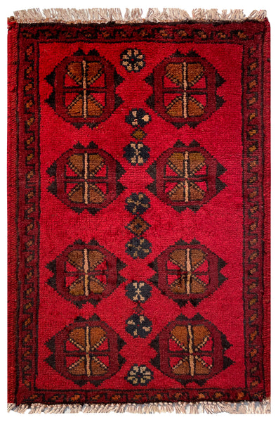 26407- Khal Mohammad Afghan Hand-Knotted Authentic/Traditional/Rug/Size: 2'0" x 1'3
