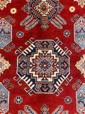 27787-Kazak Hand-Knotted/Handmade Afghan Rug/Carpet Tribal/Nomadic Authentic/ Size: 6'4" x 4'5"/193m x 135cm