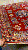 27787-Kazak Hand-Knotted/Handmade Afghan Rug/Carpet Tribal/Nomadic Authentic/ Size: 6'4" x 4'5"/193m x 135cm
