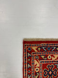 27787-Kazak Hand-Knotted/Handmade Afghan Rug/Carpet Tribal/Nomadic Authentic/ Size: 6'4" x 4'5"/193m x 135cm