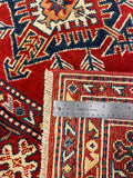 27787-Kazak Hand-Knotted/Handmade Afghan Rug/Carpet Tribal/Nomadic Authentic/ Size: 6'4" x 4'5"/193m x 135cm