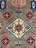 27579-Kazak Hand-Knotted/Handmade Afghan Rug/Carpet Tribal/Nomadic Authentic/ Size: 6'9" x 4'9"/206cm x 145cm