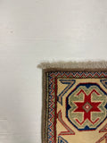 27579-Kazak Hand-Knotted/Handmade Afghan Rug/Carpet Tribal/Nomadic Authentic/ Size: 6'9" x 4'9"/206cm x 145cm