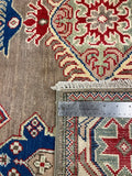 27579-Kazak Hand-Knotted/Handmade Afghan Rug/Carpet Tribal/Nomadic Authentic/ Size: 6'9" x 4'9"/206cm x 145cm