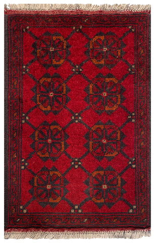 26200 - Khal Mohammad Afghan Hand-Knotted Authentic/Traditional/Rug/Size: 2'1" x 1'3"
