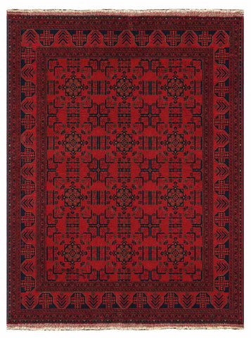27533- Khal Mohammad Hand-Knotted/Handmade Afghan Rug/Carpet/Traditional/Authentic/Size: 7'7" x 5'8"/231cm x 173cm