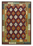 27554 - Kelim Hand-Woven/Flat-Weaved/Afghan Kelim/Carpet Modern/Nomadic Authentic/Size: 9'3" x 6'4"/282cm × 193cm