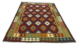 27554 - Kelim Hand-Woven/Flat-Weaved/Afghan Kelim/Carpet Modern/Nomadic Authentic/Size: 9'3" x 6'4"/282cm × 193cm