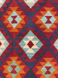 27554 - Kelim Hand-Woven/Flat-Weaved/Afghan Kelim/Carpet Modern/Nomadic Authentic/Size: 9'3" x 6'4"/282cm × 193cm